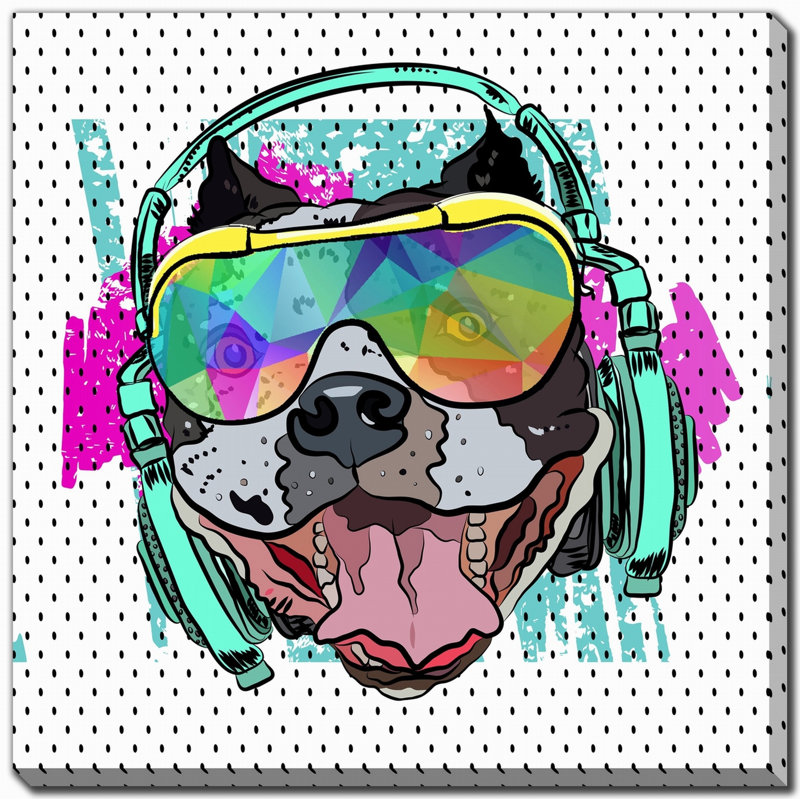Funky Bulldog, art mural sur toile, H 16 po x l 16 po