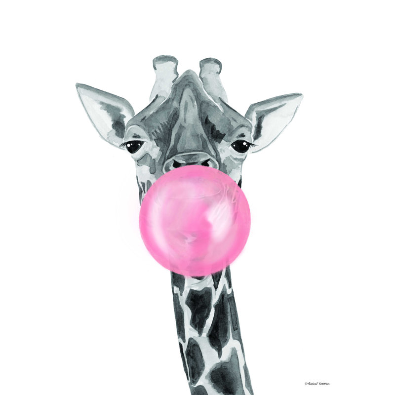 Impression sur toile tendue, girafe à bulles, H 16 po x l 12 po