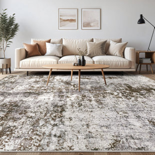 Abstract Modern Boho Area Rug Non-Shedding Low-Pile Carpet for Living Room, Bedroom, or Office
