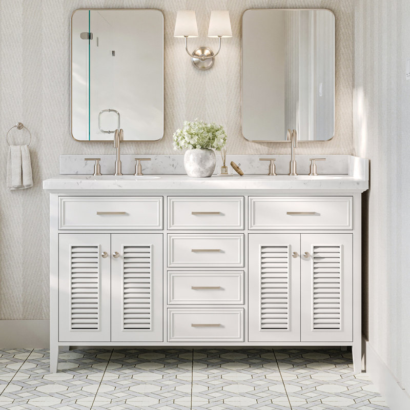 Blazier 72.25'' W Double Vanity, White, 60"