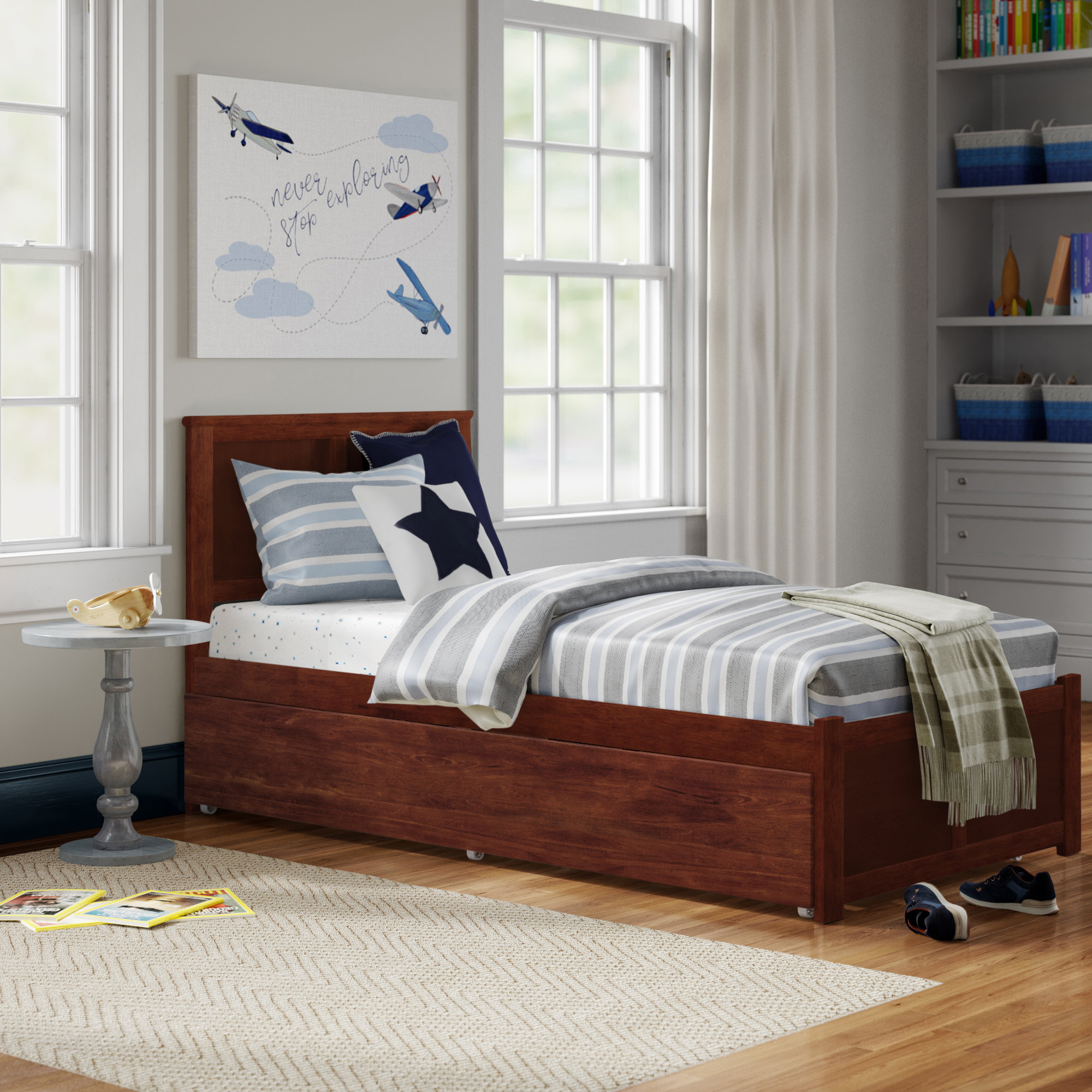 Three Posts™ Baby & Kids Casandra Extra Long Twin Platform Bed with Trundle & Reviews Wayfair