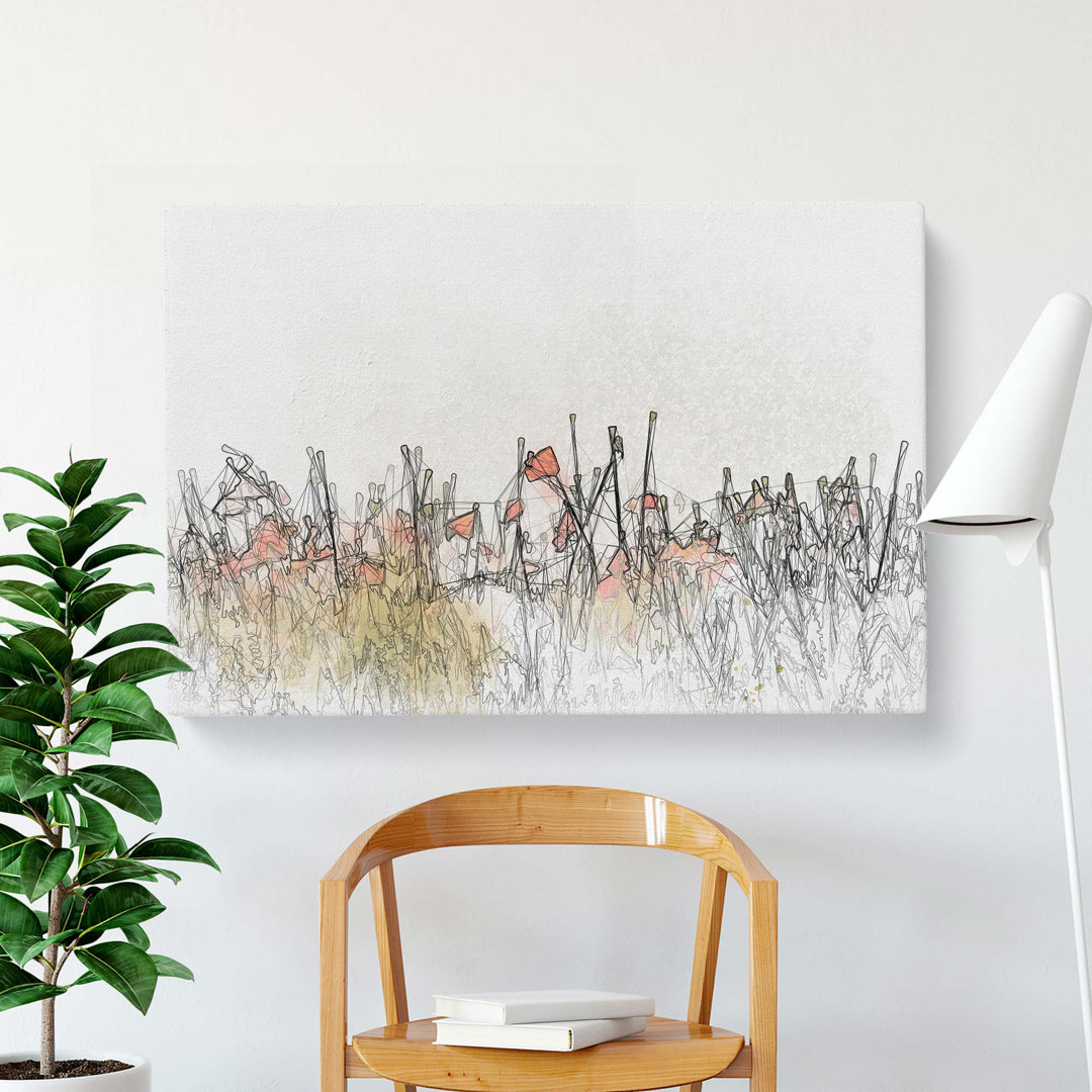Field of Poppy Flowers in Abstract - Wrapped Canvas