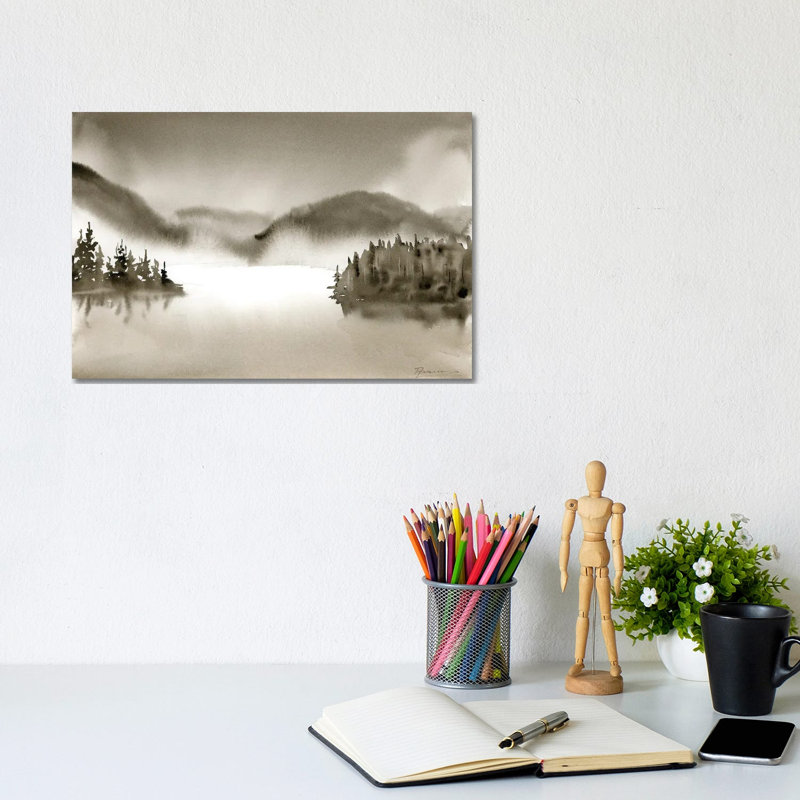 «Lake Silence», reproduction d'art sur toile tendue, No Frame, 12" x 8", Gallery Wrapped Canvas