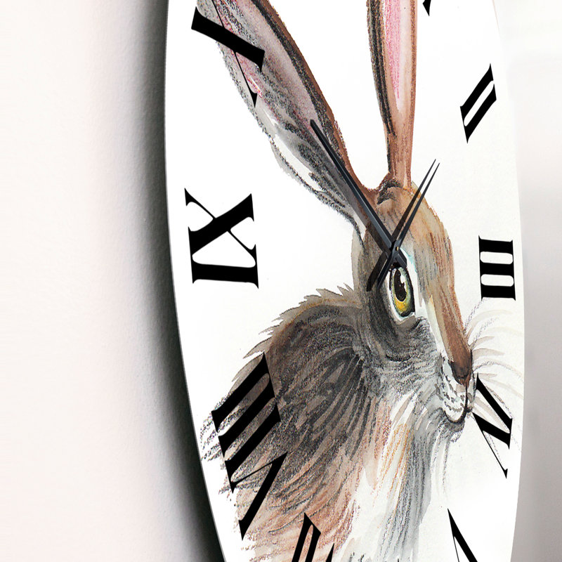 Portrait d'un lapin gris - horloge murale traditionnelle, Petit