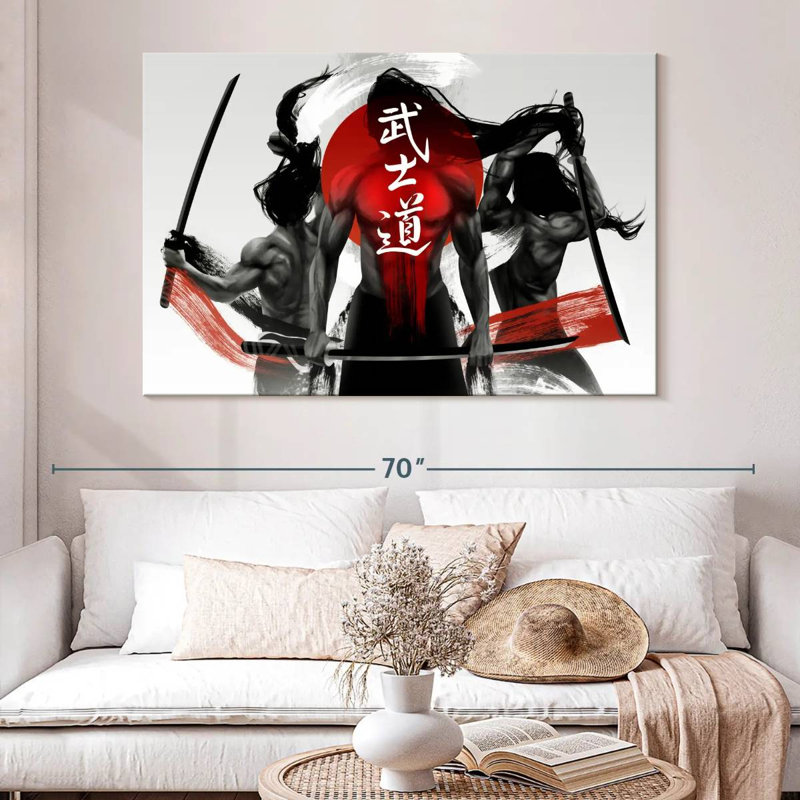 Leisha Three Samurais, H 34 po x l 51 po