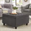 Repose-pieds, grand rangement carré avec capitonnage à boutons, garnitures à clous et amp; Pieds en bois, gris foncé | Gris | Bois