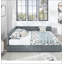 Structure de lit tapissier pour grand lit avec dossier et accoudoirs confortables, idéal pour les chambres à coucher modernes et les salons, finition gris velours-54715911