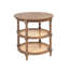 Table de bout ronde en bois de manguier et canne avec 2 tablettes-46574383