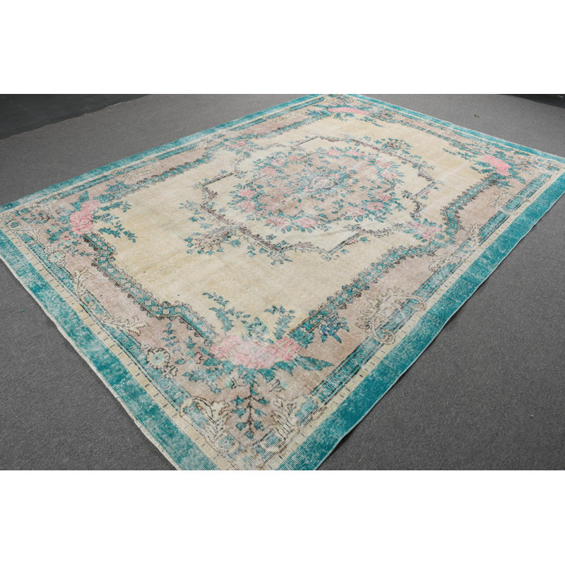 Superbe tapis turc Oushak tissé à la main à motif floral pour la décoration intérieure