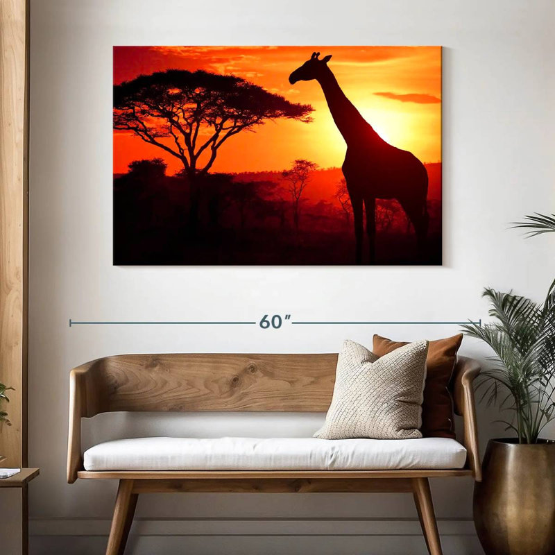 Brampt silhouette de girafe d'Afrique, H 32 po x l 48 po