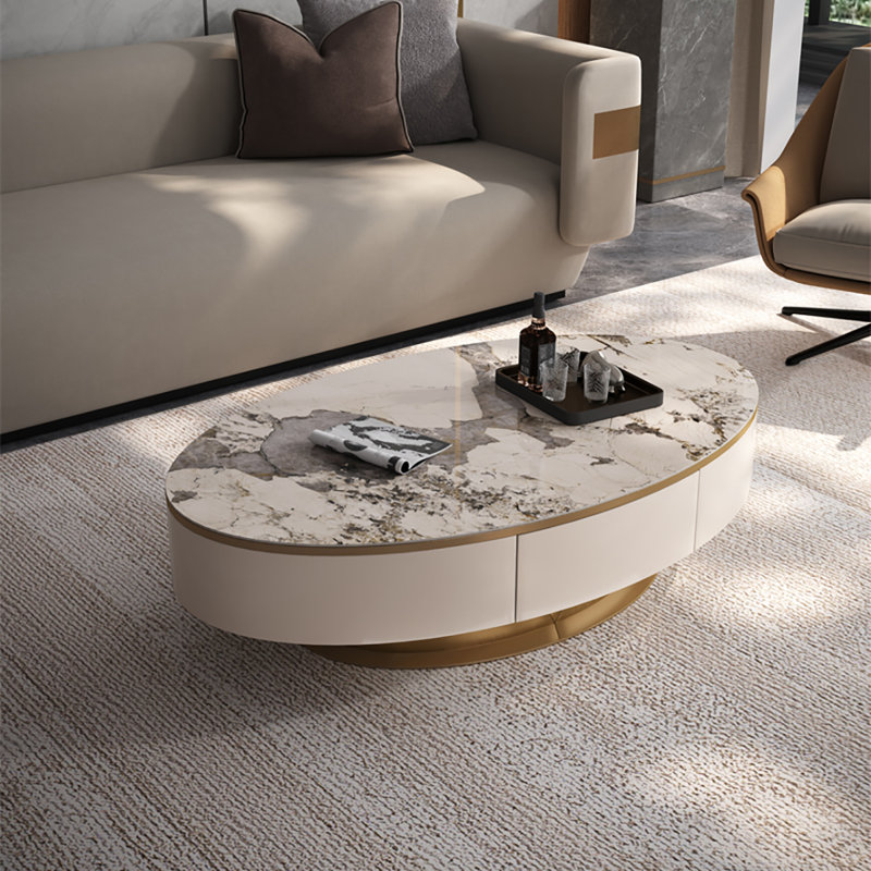 Table basse ovale avec plaque supérieure de qualité supérieure