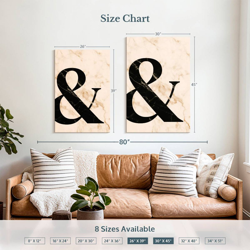 Ampersand typographie, H 39 po x l 26 po