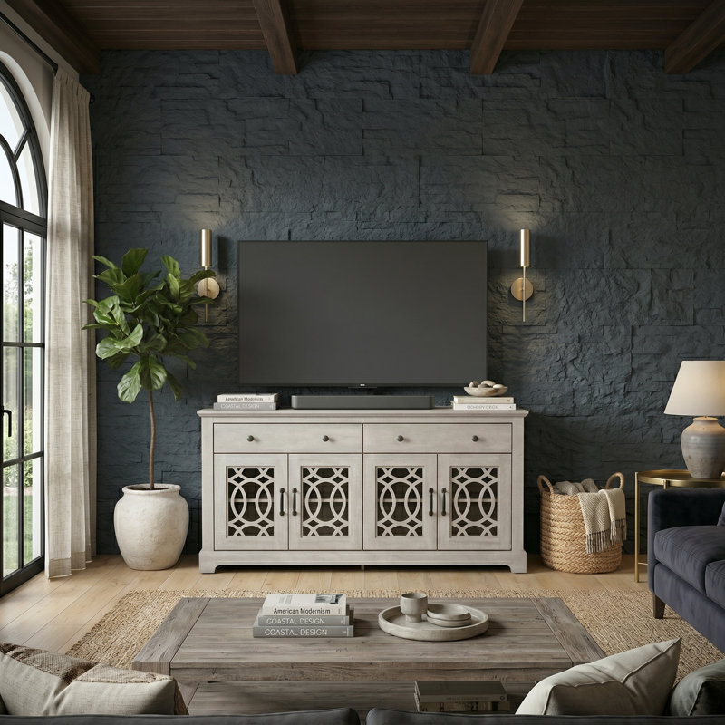 Allivia 58.7" Wide 4 Drawer Sideboard, Dusty Gray Oak