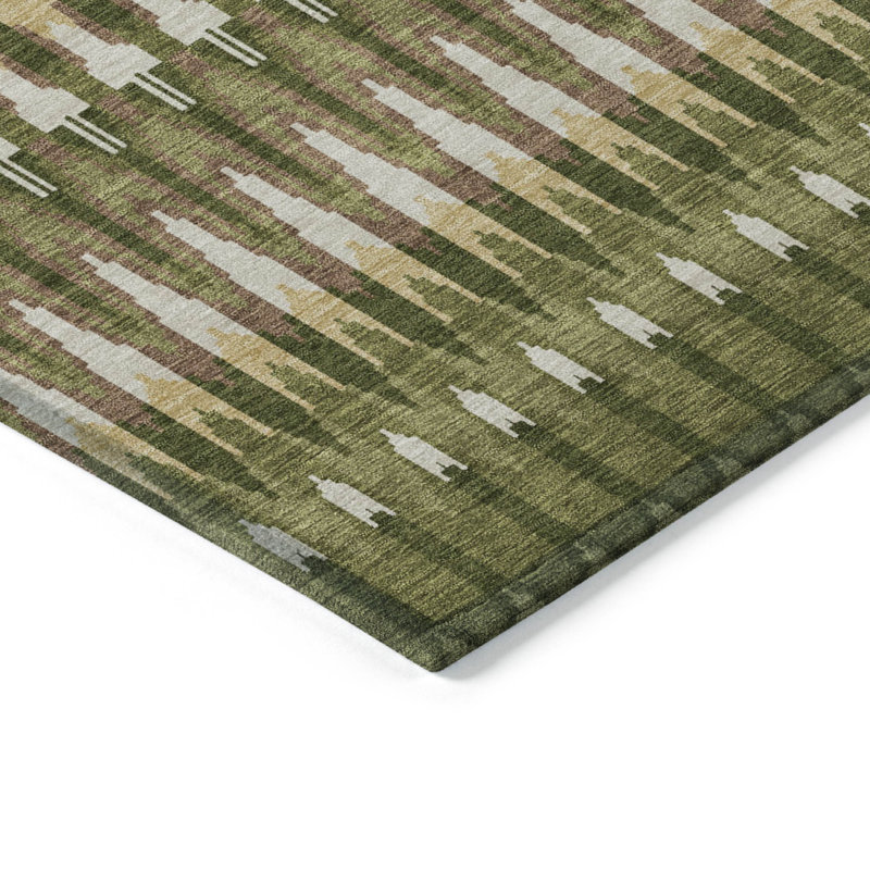 Tapis intérieur / extérieur en polyester tissé à la machine Cearah, Rectangle 10 pi x 14 pi
