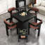 Table de poker carrée noire en bois massif