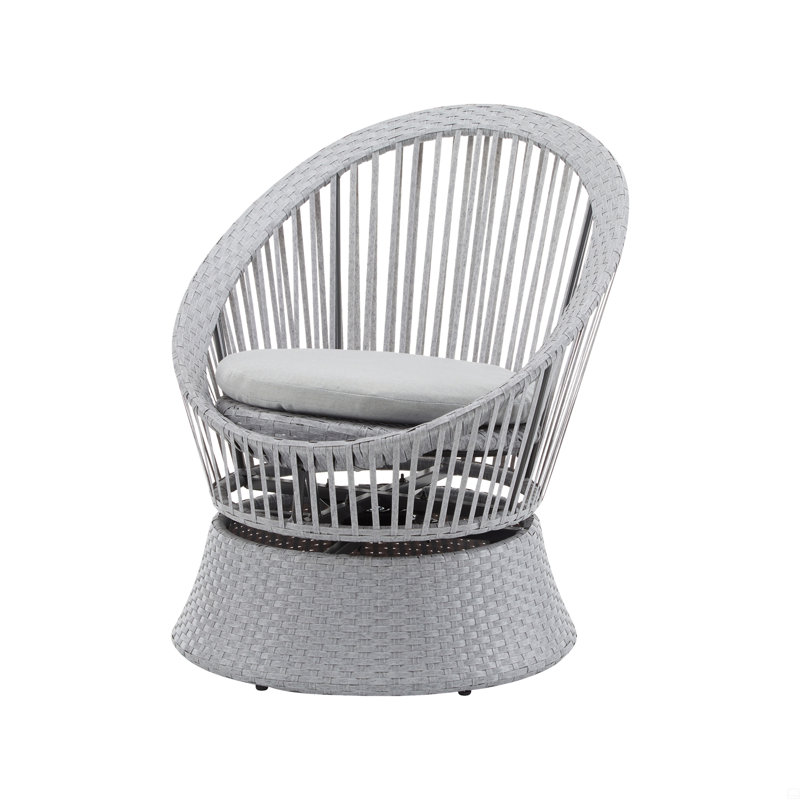 Swivel Wicker Lounge Chair With Xianrattan And Iron Frame, Featuring A Stylish Round Design