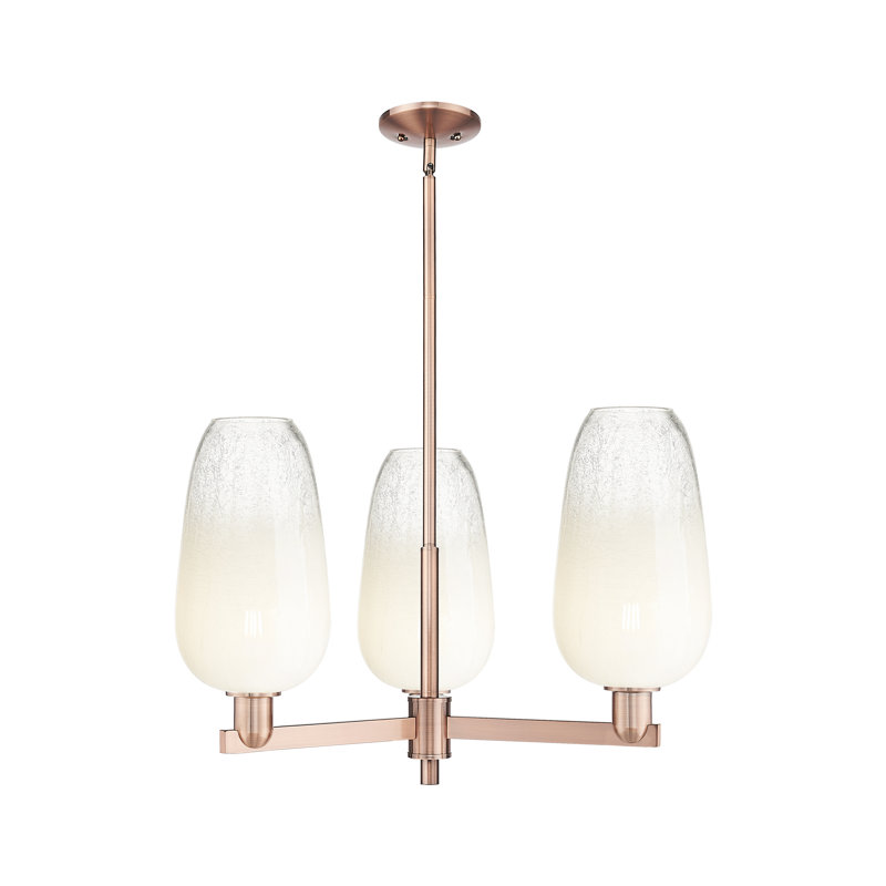 Lustre suspendu 3 lumières Godalming, Cuivre antique, Opale