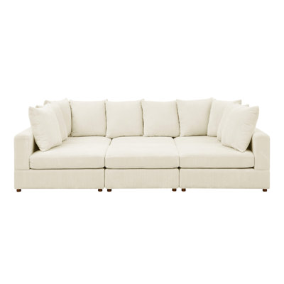 6 - Piece Corduroy Sectional With Cozy Upholstery, Modern Design, Engineered Wood Base, 36 In Height Modular Seat For Small Spaces, Low Profile Legs, Coil Spring Construction, 75 Depth