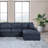 Contemporary Style Sectional Sofa Set Raf And Laf Chaise Armless Chairs Dark Blue Color Dorris Fabric Tufted Couch Pillows Living Room-1871493094