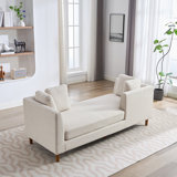 Upholstered Chaise Lounge Chenille Fabric Sleeper Sofa Couch With 4 Throw Pillows