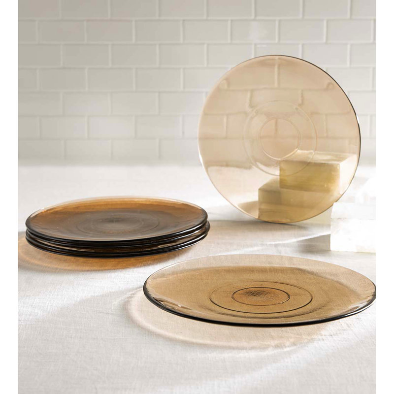 Ensemble de 6 assiettes en verre recyclé, Brun