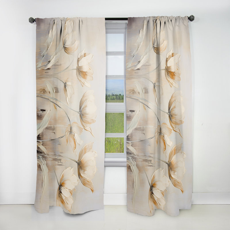 Symphonie I - rideau floral obscurcissant tulipe beige - 1 panneau, L 52 po x L 108 po
