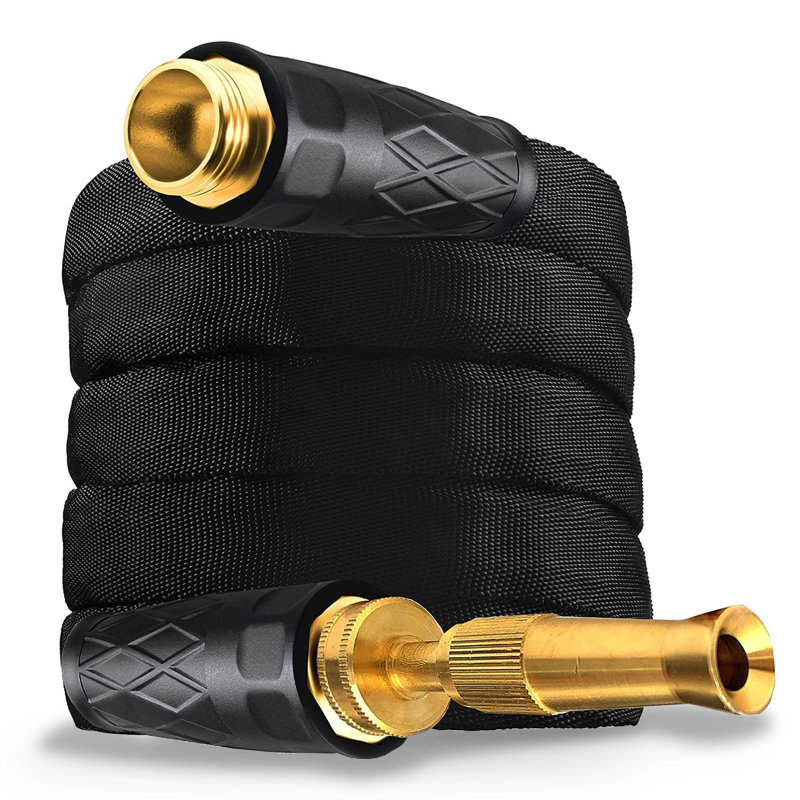 Bionic Flex Pro 25ft Black Polyester Garden Hose with Brass Nozzle