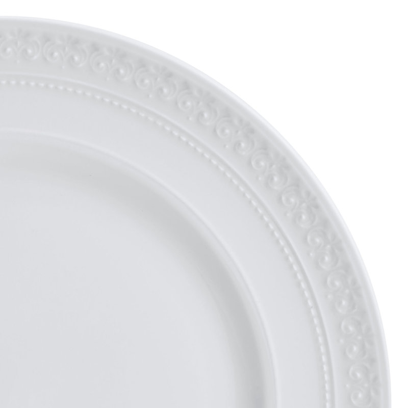 Embossed Crown 18-Piece Lightweight Chip-Resistant Bone China Dinnerware Set, Service for 6