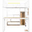 Lit mezzanine en métal blanc avec bureau intégré, escalier et DEL-699106353