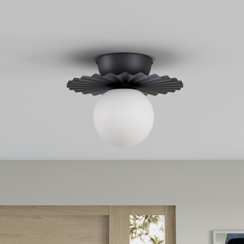 1-Light E12 Bulbs Black Finish Dimmable Semi-Flush Mount Light Fixture
