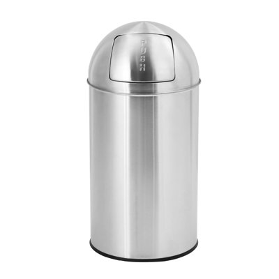 Garbage Can with Push Lid, Stainless Steel Waste Bin with Removable Inner Bucket