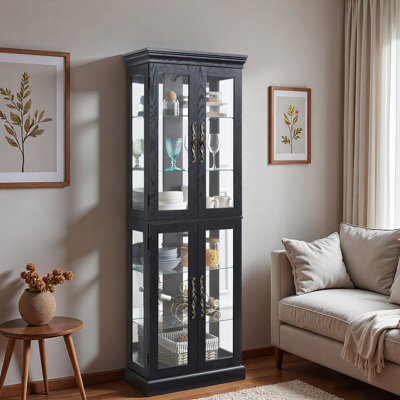 Vitrine lumineuse en verre avec éclairage DEL et tablettes réglables
