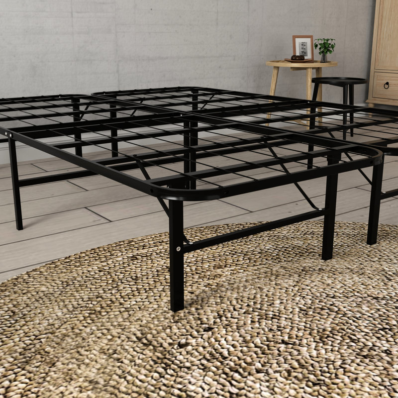 Black Full Steel Platform Bed Foundation - And , Tool Setup, 14 Inch Elevation, Supports 2000 Lbs Structure, 5 Minute Assembly, Underbed Storage, Improved Airflow, High Strength Welded