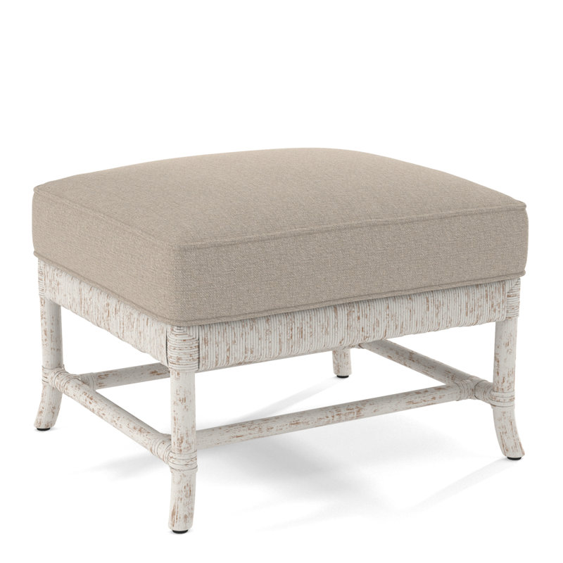 Lafayette Ottoman, Navy Blue Performance Fabric; 0851-61, Antique Frost White