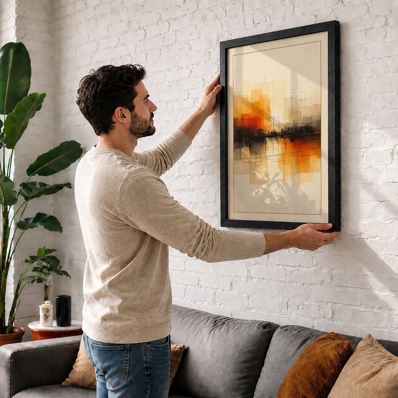Fragmented Skyline Modern - Framed Print, A1 - 84.1 x 59.4 cm, Oak