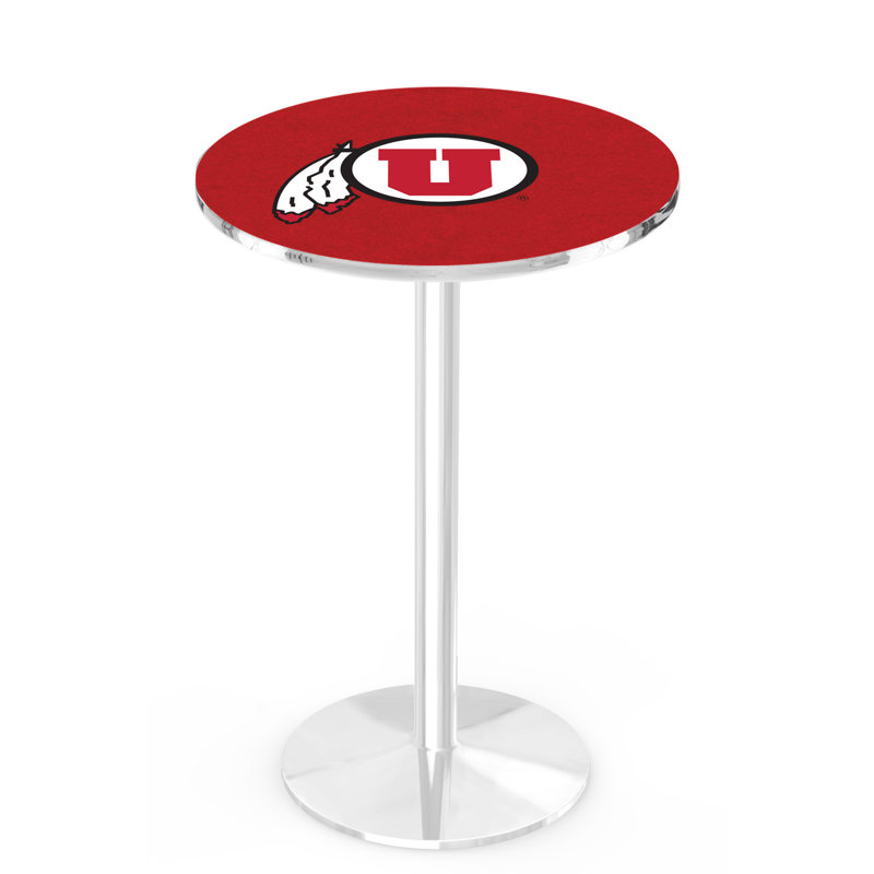 Round Metal Base Dining Table, Chrome, University of Utah