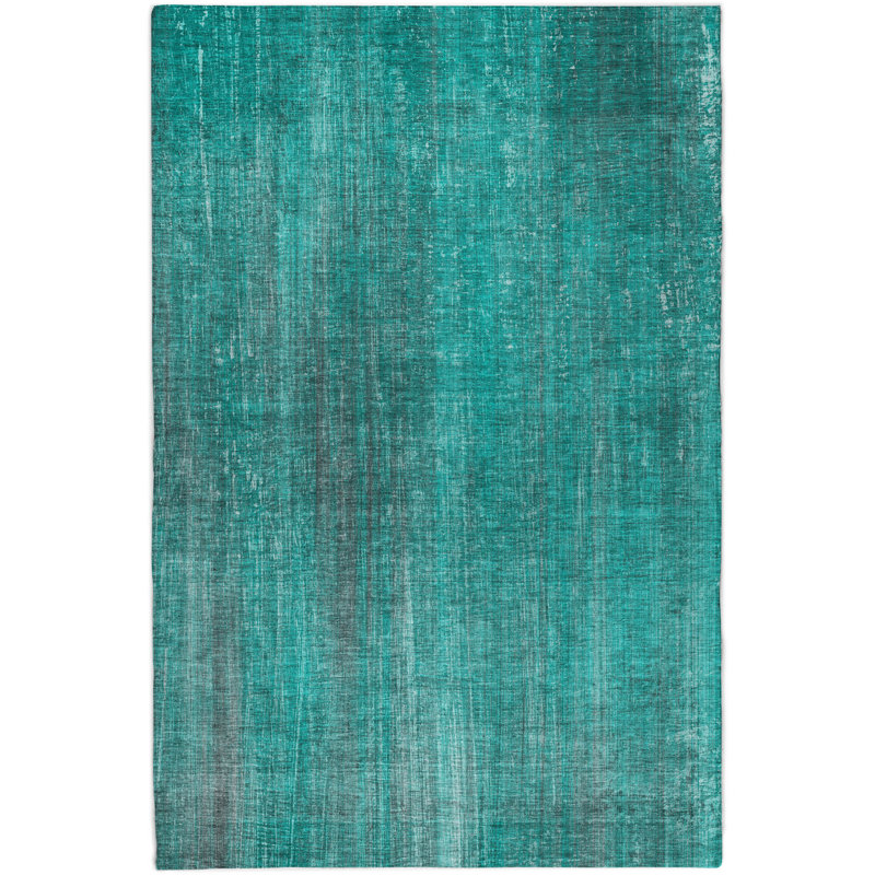 Premium Machine Washable Dream Shag ADS552 Striped Rug, Teal, 5' x 7'6"