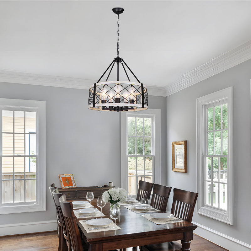 20,28 po Lustre tambour 5 lumières Farmhouse, Beige