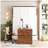 Full Size Murphy Bed with Foldable Desk, Walnut & White Finish, Space-Saving Wall Bed