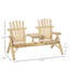 Ensemble de jardin avec table et chaises en bois, foyer extérieur pour porche, terrasse ou jardin, tons naturels.