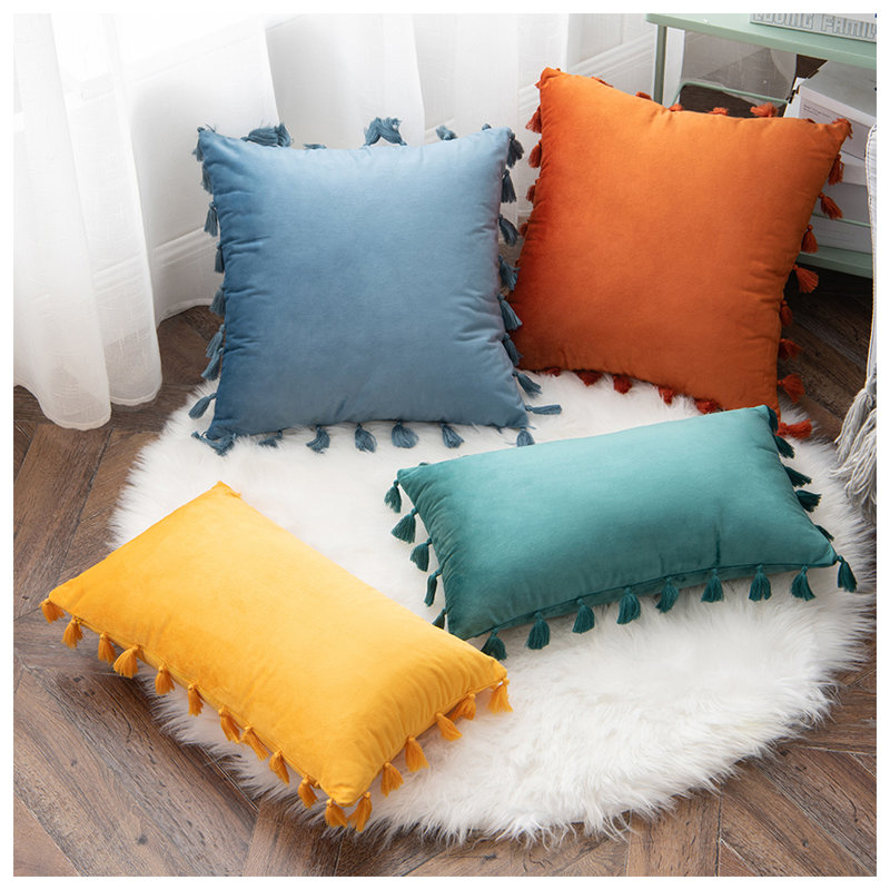 Velvet Pillow, Purple, Polyester