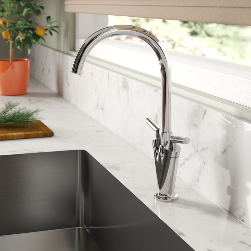 Neptune Quarter Turn Mixer Twin Lever Monobloc Tap