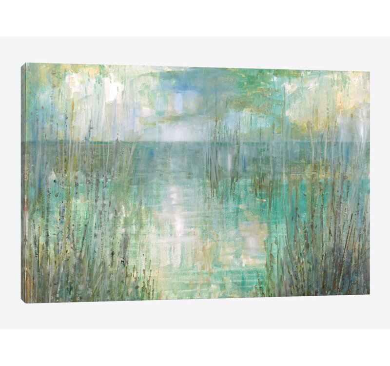 «Morning Reflection», reproduction sur toile, H 32 po x l 48 po x P 1,5 po, Toile avec cadre flottant noir, Pas de tapis