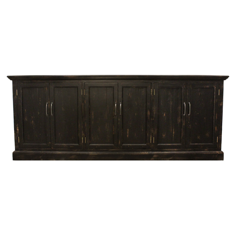 Buffet 6 portes Cassatt Beach au fini noir antique traditionnel sur bois massif