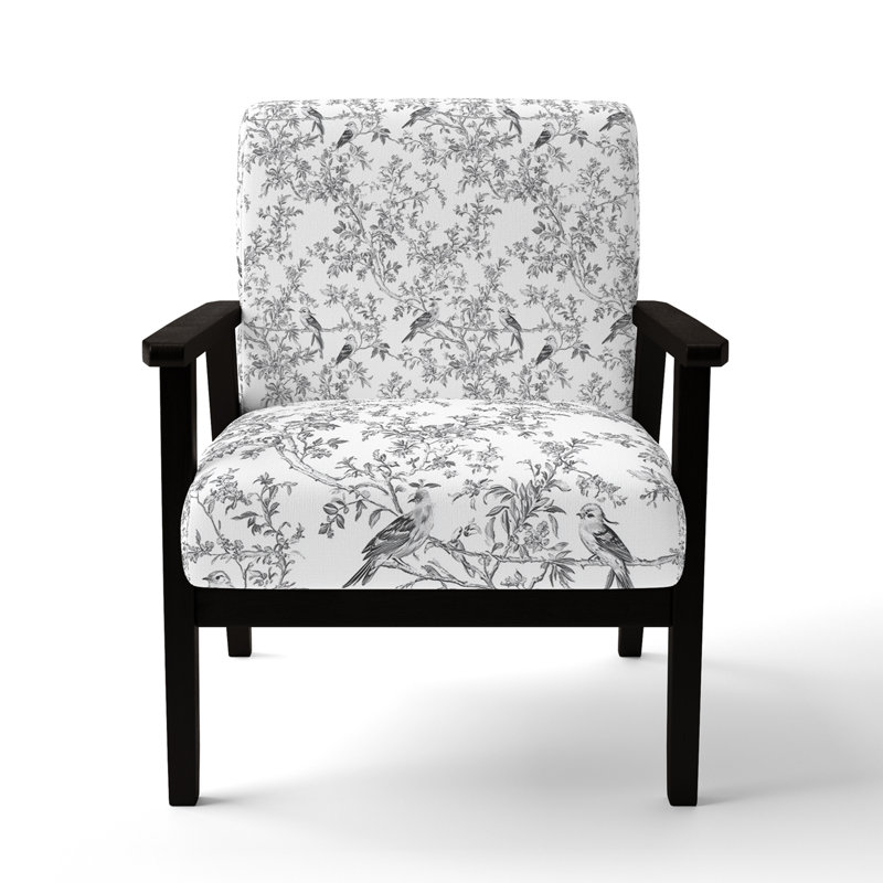 Chaise d'appoint moderne - Fauteuil blanc Toile Breeze, Accoudoirs carrés noirs