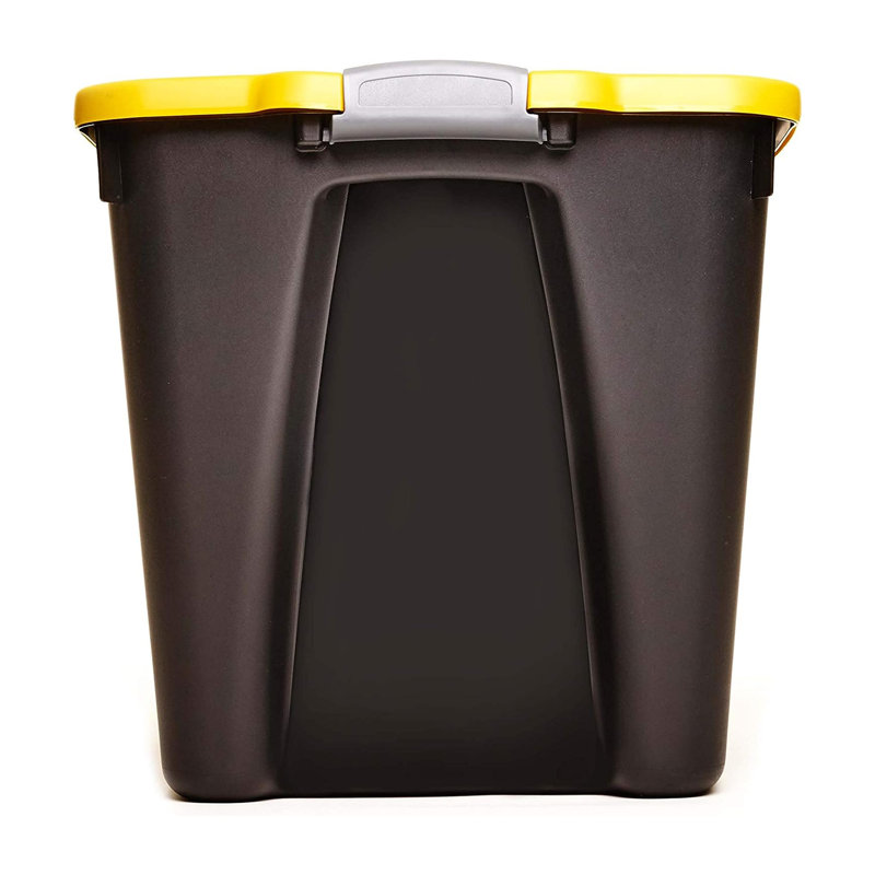 Homz 31 Gallon Durabilt Storage Container w/Latching Lid, Black/Yellow (3 Pack)