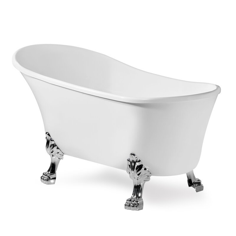 Baignoire de trempage sur pieds 59 po., Chrome poli, Chrome poli