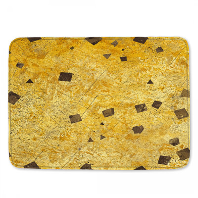 Tapis de bain jaune à motif géométrique abstrait