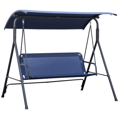3 Swing Bench With Adjustable Canopy, - Dark Blue Outdoor For Garden, Patio, Deck, Poolside, Backyard Patio , Steel Construction Revel In Compatibility Porch, Poolside
