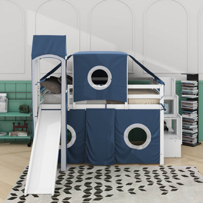 Lit mezzanine double avec tour et tente